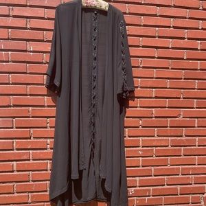 Torrid 3x Sheer Flowy Beach Cover Up with Lattice Detail on Back and Sleeves